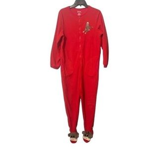Nick & Nora Sock Monkey Footed Pajamas Size Small Women’s